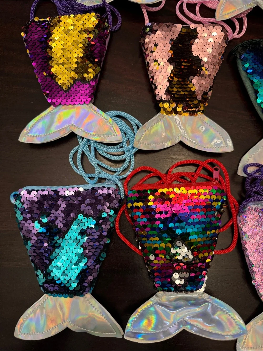 Sequin Mermaid Tail Crossbody Bag Party Favors for Kids - 11 Assorted Colors